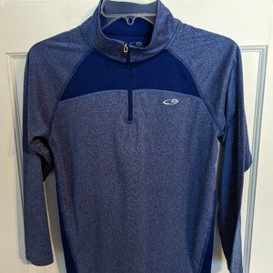 Champion 1/4 Zip Collar Blue Long Sleeved Polo Pullover Activewear Ladies sz L
